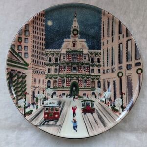 Anthropologie 2025 Philadelphia Christmas Dessert Plate 8.5"